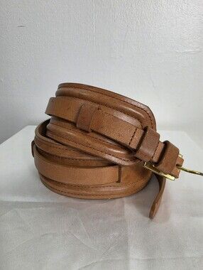 Women's Tan Leather Belt with Gold-Tone Buckle